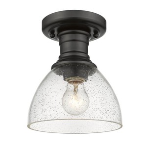 lot 112 image: Hines Semi-flush in Black with Seeded Glass