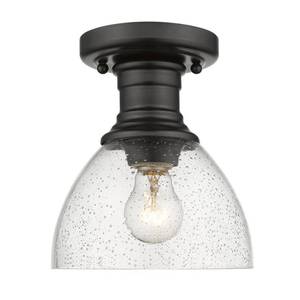 lot 113 image: Hines Semi-flush in Black with Seeded Glass