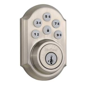 lot 118 image: Kwikset 909 SmartCode Electronic Deadbolt featuring SmartKey in Satin Nickel