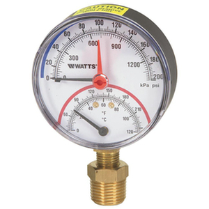 lot 126 image: Watts 12-in Bottom Entry Pressure and Temperatre Gauge