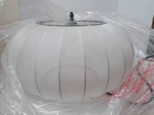 lot 128 image: Fabric Pendant Lamp in Eggshell 19.88w x 19.88d x12h