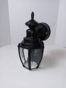lot 138 image: Portfolio 11.75-in H Black Medium Base (E-26) Outdoor Wall Light