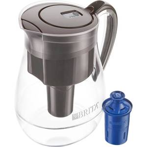 lot 169 image: Brita Large 10 Cup BPA Free Water Pitcher with 1 Longlast Filter - Black Coffee