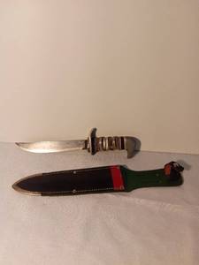 lot 1482 image: Homemade Knife with Unique Metal Handle with a Sheath that was Made in Germany