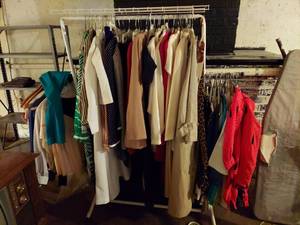 lot 6323 image: Vintage Clothes on Rack in Basement - Rack Not Included