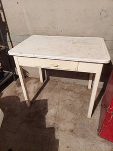lot 6339 image: Porcelain Top Table with Drawer