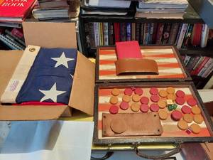 lot 6354 image: Backgammon Game and Large American Flag