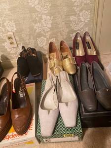 lot 6094 image: 6 pairs of heeled shoes mostly size 9