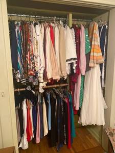 lot 6101 image: lot of womens blouses and pants, some dresses