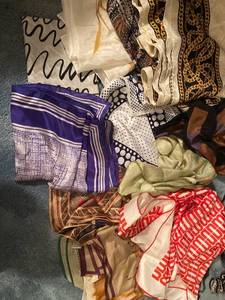 lot 6153 image: approx 11 polyester and silk scarves and headwraps