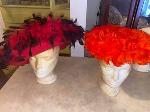 lot 6193 image: two Red feather hats