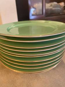 lot 6200 image: green Noritake Japanese hand painted plates - 11
