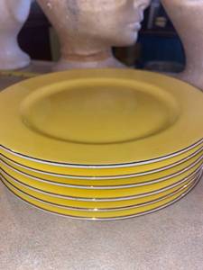 lot 6201 image: 6 yellow Noritake hand painted plates