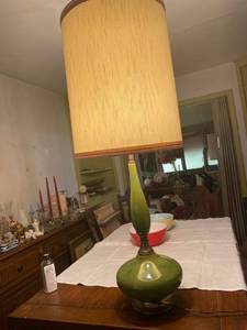 lot 6203 image: large mid century table lamp - green