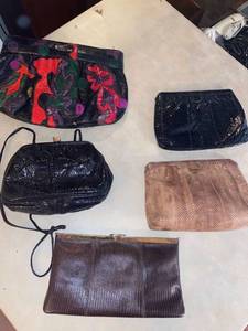 lot 6220 image: 5 clutches - one is genuine leather