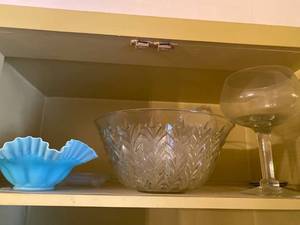 lot 6237 image: punch bowl, blue bowl, glass