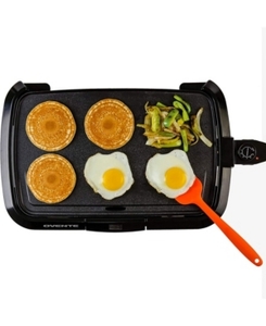 lot 4 image: Ovente Electric Griddle, Temperature Probe and Control Knob, Indicator Light and Drip Tray