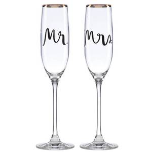 lot 35 image: kate spade new york Bridal Party Mr. & Mrs. Flute Pair