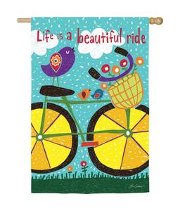 lot 50 image: Garden Sublimation Printed Suede Life is a Beautiful Ride Flag, 18X0.15X12.5 Inches