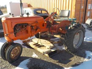 lot 202 image: Allis Chalmers tractor with a woods L503 belly mower