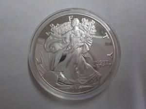 lot 206 image: 2021 American Eagle 1 oz Silver BU Coin in plastic capsule