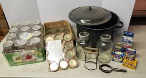 lot 519 image: Canning Jars & Lids, and 3pc. 21.5 qt. Canner