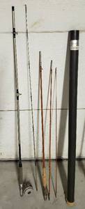 lot 521 image: 2 Fly Fishing Rods  1 wMartin Reel and Tube Case