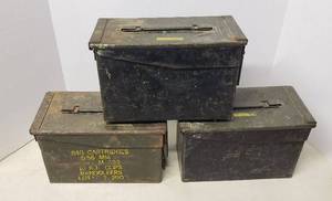 lot 532 image: 3 Metal Ammo Cans  5.56 MM Ball M193 Storage