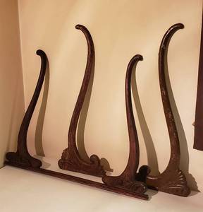 lot 112 image: 2 Antique Dresser Harps for Mirrors one set needs stripping finished  connected set 35 x 27 in. & non-connected set 12 x 32 in. each