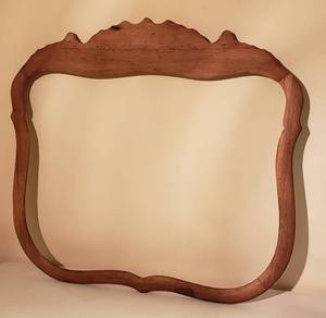lot 113 image: Vintage Shield Style Dresser Mirror Frame  ready to be finished  33 x 30.5 in.