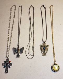 lot 115 image: 5 Costume Jewelry Necklaces  one Phoenix is marked Nickel Silver Bell