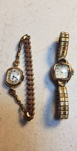 lot 117 image: 2 Vintage Ladies Watches 14K Gold Filled Gruen and 10K Rolled Gold Plate Kingston  both Swiss Made