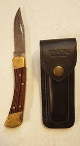 lot 144 image: Buck 110 USA Lockback Pocket Knife And Sheath(new)