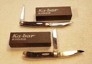 lot 146 image: 2 Ka-bar Pocketknives  1001 Two Blade & 1963 Two Blade  wboxes