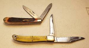 lot 147 image: 2 Large 2 Blade Pocketknives  488 Remington Cutlery (made in China) and Western (made in Boulder. CO)  both have some handle issues  see pix