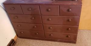 lot 162 image: 10 Drawer Wood Dresser  52.5 x 15 x 35 5 in. tall