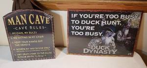 lot 192 image: 2 New Metal Sign Man Cave & Duck Dynasty