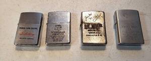 lot 205 image: 4 Vintage Advertising Lighters  3 Zippos and other