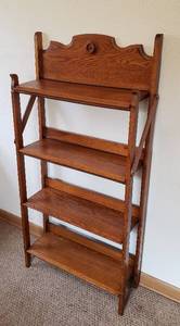 lot 239 image: Custom Made Oak 4 Shelf Bookcase  26 x 9 x 53 in. tall
