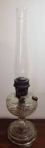 lot 278 image: Aladdin Clear Glass Washington Drape Oil Lamp wNu-type Model B Mantle Burner  24 in. tall