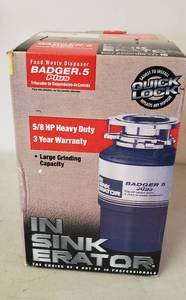 lot 359 image: NIB IN Sink Erator Badger 5 Plus Food Waste Disposer  58 HP Heavy Duty
