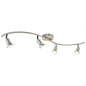 lot 27229 image: DND 4-Light Adjustable LED Track Lighting Kit - Curved - GU10 LED Bulbs Included. CE20014-LED-SN (Satin Nickel LED)