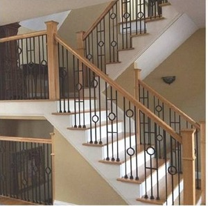 lot 27234 image: Contemporary Two Ring Stair Iron Balusters (10-Pack) Modern Hollow Double Ring Circle Metal Railing Spindles