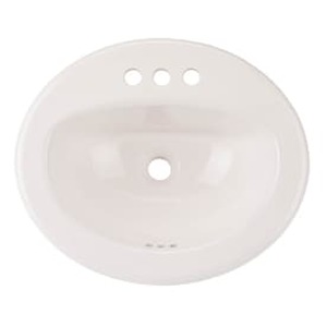 lot 27239 image: AquaSource White Drop-in Oval Bathroom Sink with Overflow