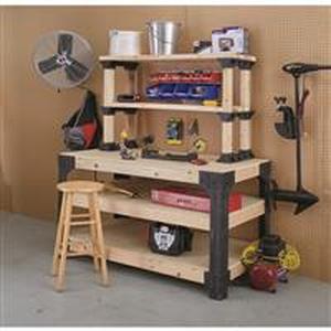 lot 27259 image: 2x4basics 90164 Custom Work Bench and Shelving Storage System, Black