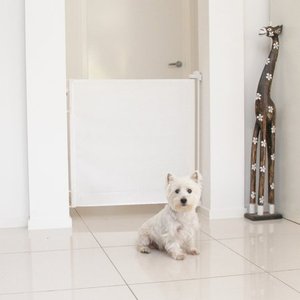 lot 27260 image: Perma Extra Tall & Extra Wide Outdoor Retractable Gate, Up to 71 in. W, White