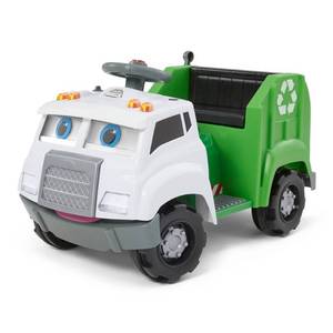 lot 27274 image: Kid Trax 6V Real Rigs Recycling Truck Interactive Powered Ride-On - GreenWhite ( Not Inspected )