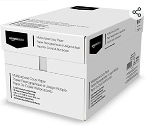 lot 27283 image: AmazonBasics 92 Bright Multipurpose Copy Paper - 8.5 x 11 Inches, 10 Ream Case (5,000 Sheets) ( Box Damaged , Not Inspected )