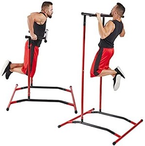 lot 27311 image: GoBeast Pull Up Bar Free Standing Dip Station, Portable Power Tower Home Gym Equipment, Storage Bag and Downloadable Exercise Manual