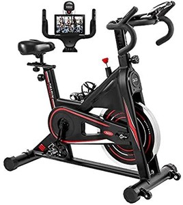lot 27345 image: Exercise Bike, DMASUN Indoor Cycling Bike Stationary, Comfortable Seat Cushion, Multi - grips Handlebar, Heavy Flywheel Upgraded Version (Black)